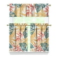 thumbnail image 1 of Kitchen Curtains 36 Inch Short - 3 Panel Set, Rod Pocket Window Curtain with Tropical Leaf Botanical Print, 100% Polyester for Farmhouse, Cafe, Kitchen, Bedroom, Easy Wash, 1 of 6
