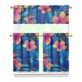thumbnail image 1 of Kitchen Curtains 36 Inch Short - 3 Panel Set, Rod Pocket Window Curtain with Tropical Leaf Botanical Print, 100% Polyester for Farmhouse, Cafe, Kitchen, Bedroom, Easy Wash, 1 of 6