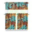 thumbnail image 1 of Kitchen Curtains 36 Inch Short - 3 Panel Set, Rod Pocket Window Curtain with Tropical Leaf Botanical Print, 100% Polyester for Farmhouse, Cafe, Kitchen, Bedroom, Easy Wash, 1 of 6