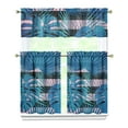 thumbnail image 1 of Kitchen Curtains 36 Inch Short - 3 Panel Set, Rod Pocket Window Curtain with Tropical Leaf Botanical Print, 100% Polyester for Farmhouse, Cafe, Kitchen, Bedroom, Easy Wash, 1 of 6