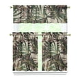 thumbnail image 1 of Kitchen Curtains 36 Inch Short - 3 Panel Set, Rod Pocket Window Curtain with Tropical Leaf Botanical Print, 100% Polyester for Farmhouse, Cafe, Kitchen, Bedroom, Easy Wash, 1 of 6