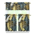 thumbnail image 1 of Kitchen Curtains 36 Inch Short - 3 Panel Set, Rod Pocket Window Curtain with Tropical Leaf Botanical Print, 100% Polyester for Farmhouse, Cafe, Kitchen, Bedroom, Easy Wash, 1 of 6