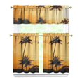 thumbnail image 1 of Kitchen Curtains 36 Inch Short - 3 Panel Set, Rod Pocket Window Curtain with Tropical Palm Tree Sunset Print, 100% Polyester for Boho Kitchen, Beach Room, Easy Wash, 1 of 6