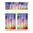 thumbnail image 1 of Kitchen Curtains 36 Inch Short - 3 Panel Set, Rod Pocket Window Curtain with Tropical Palm Tree Sunset Print, 100% Polyester for Boho Kitchen, Beach Room, Easy Wash, 1 of 6