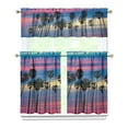 thumbnail image 1 of Kitchen Curtains 36 Inch Short - 3 Panel Set, Rod Pocket Window Curtain with Tropical Palm Tree Sunset Print, 100% Polyester for Boho Kitchen, Beach Room, Easy Wash, 1 of 6