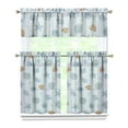 thumbnail image 1 of Kitchen Curtains 36 Inch Short - 3 Panel Set, Seashell Starfish Nautical Print, Rod Pocket Window Curtain for Tropical Beach Farmhouse, Sea Coral Cute Design, Easy Wash, 1 of 6