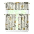 thumbnail image 1 of Kitchen Curtains 36 Inch Short - 3 Panel Set, Seashell Starfish Nautical Print, Rod Pocket Window Curtain for Tropical Beach Farmhouse, Sea Coral Cute Design, Easy Wash, 1 of 6