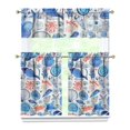 thumbnail image 1 of Kitchen Curtains 36 Inch Short - 3 Panel Set, Seashell Starfish Nautical Print, Rod Pocket Window Curtain for Tropical Beach Farmhouse, Sea Coral Cute Design, Easy Wash, 1 of 6