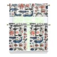 thumbnail image 1 of Kitchen Curtains 36 Inch Short - 3 Panel Set, Shark Whale Dolphin Ocean Theme, Rod Pocket Window Curtain, 100% Polyester for Nautical Farmhouse Kitchen, Easy Wash, 1 of 2