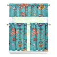 thumbnail image 1 of Kitchen Curtains 36 Inch Short - 3 Panel Set, Shark Whale Dolphin Ocean Theme, Rod Pocket Window Curtain, 100% Polyester for Nautical Farmhouse Kitchen, Easy Wash, 1 of 6