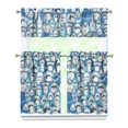 thumbnail image 1 of Kitchen Curtains 36 Inch Short - 3 Panel Set, Shark Whale Dolphin Ocean Theme, Rod Pocket Window Curtain, 100% Polyester for Nautical Farmhouse Kitchen, Easy Wash, 1 of 6