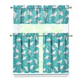 thumbnail image 1 of Kitchen Curtains 36 Inch Short - 3 Panel Set, Shark Whale Dolphin Ocean Theme, Rod Pocket Window Curtain, 100% Polyester for Nautical Farmhouse Kitchen, Easy Wash, 1 of 6