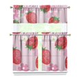 thumbnail image 1 of Kitchen Curtains 36 Inch Short - 3 Panel Set Strawberry Print, Rod Pocket Window Curtains 100% Polyester, Cute Fruit Valance for Farmhouse, Cafe, Living Room, Bedroom, Easy Wash, 1 of 6