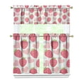 thumbnail image 1 of Kitchen Curtains 36 Inch Short - 3 Panel Set Strawberry Print, Rod Pocket Window Curtains 100% Polyester, Cute Fruit Valance for Farmhouse, Cafe, Living Room, Bedroom, Easy Wash, 1 of 6