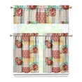 thumbnail image 1 of Kitchen Curtains 36 Inch Short - 3 Panel Set, Vintage Floral Butterfly Bee Botanical Print, Rod Pocket Window Curtain for Farmhouse, Modern Rustic, Spring Summer Decor, Easy Wash, 1 of 6