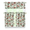 thumbnail image 1 of Kitchen Curtains 36 Inch Short - 3 Panel Set, Vintage Floral Butterfly Bee Botanical Print, Rod Pocket Window Curtain for Farmhouse, Modern Rustic, Spring Summer Decor, Easy Wash, 1 of 6