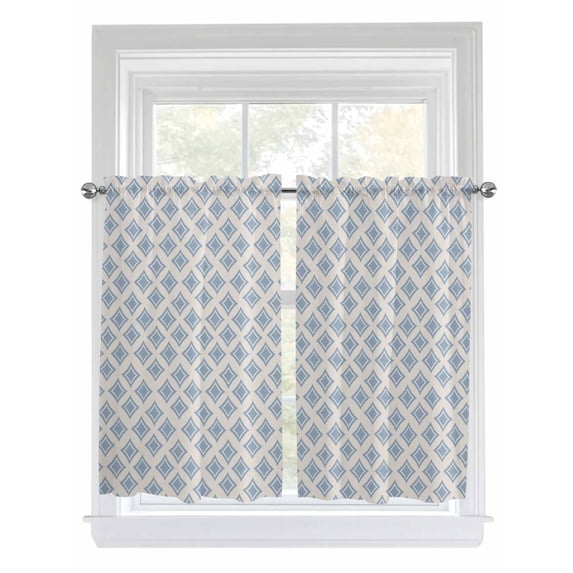 Kitchen Curtains 45 Inches length, Abstract Blue Window Treatment Curtain Drapes, Modern Contemporary Art Vintage Lightweight Window Panels for Living Room Bedroom, 52"x45", 2 Panels