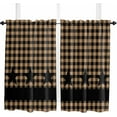 thumbnail image 1 of Kitchen Curtains 54 Inch Length, Retro Country Star Farmhouse Curtains & Drapes, Brown Black Buffalo Plaid Rod Pocket Window Curtains for Living Room/Bedroom/Bathroom, 42" x 54", 2 Panels, 1 of 5
