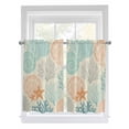 thumbnail image 1 of Kitchen Curtains 54 Inches length, Coastal Turquoise Window Treatment Curtain Drapes, Ocean Coral Starfish Shell Modern Sea Decorative Window Curtains for Bedroom Cafe, 52"x54", 2 Panels, 1 of 7