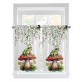 thumbnail image 1 of Kitchen Curtains 54 Inches length, Mushroom Frogs Window Treatment Curtain Drapes, Spring Floral Summer Eucalyptus Leaves Thermal Insulated Drapes for Basement Hotel RV, 42"x54", 2 Panels, 1 of 7