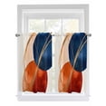 thumbnail image 1 of Kitchen Curtains 54 Inches length, Navy Blue Burnt Orange Window Treatment Curtain Drapes, Geometric Modern Boho Art Decorative Window Curtains for Bedroom Cafe, 52"x54", 2 Panels, 1 of 7