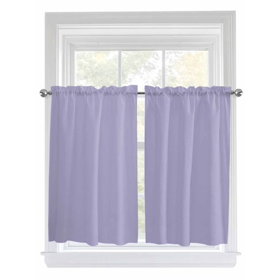Kitchen Curtains 54 Inches length, Pure Lavender Window Treatment Curtain Drapes, Simple Solid Color Thermal Insulated Drapes for Basement Hotel RV, 42"x54", 2 Panels