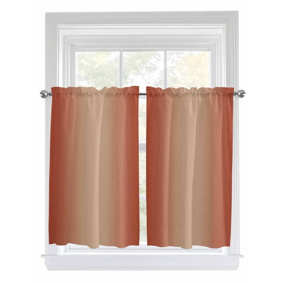 Kitchen Curtains 54 Inches length, Red Orange Ombre Window Treatment Curtain Drapes, Modern Gradient Abstract Art Thermal Insulated Drapes for Basement Hotel RV, 42"x54", 2 Panels