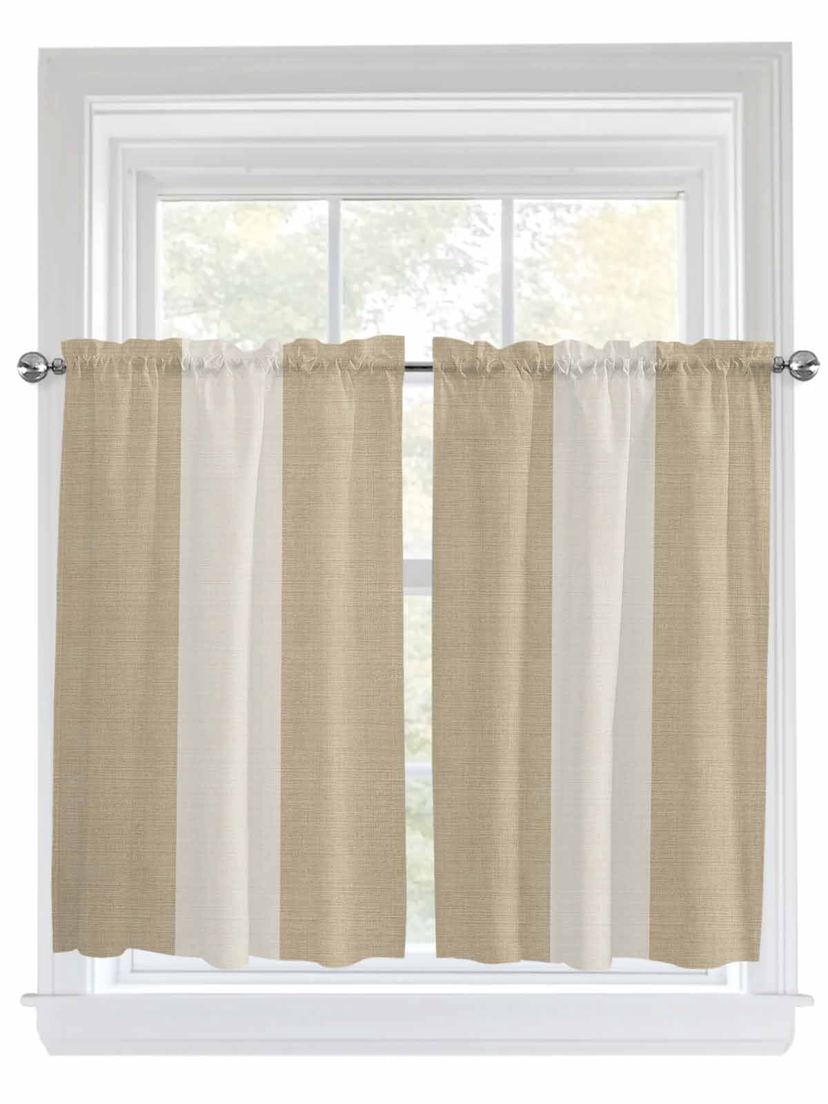 Kitchen Curtains 54 Inches length, Rustic Vintage Window Treatment Curtain Drapes, Farmhouse Countryside Linen Texture Thermal Insulated Drapes for Basement Hotel RV, 42"x54", 2 Panels