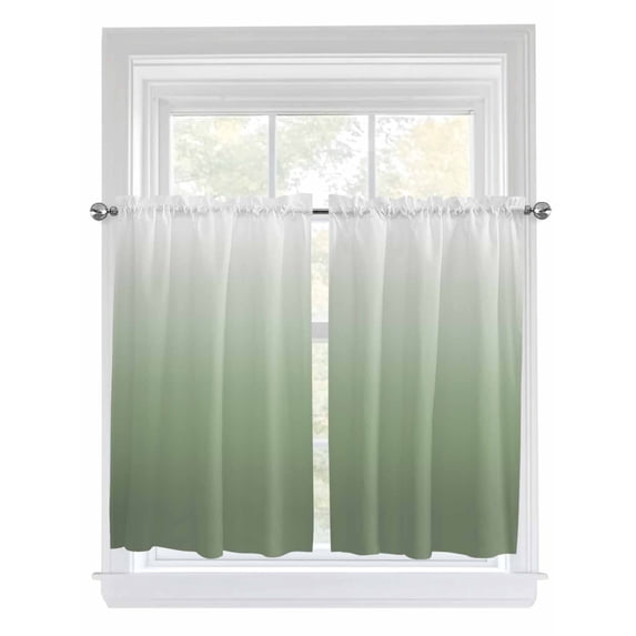 Kitchen Curtains 54 Inches length, Sage Green Ombre Window Treatment Curtain Drapes, Modern Sage Green Abstract Art Decorative Window Curtains for Bedroom Cafe, 52"x54", 2 Panels
