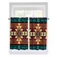 thumbnail image 1 of Kitchen Curtains 54 Inches length, Turquoise Red Window Treatment Curtain Drapes, Southwest American Native Abstract Pattern Thermal Insulated Drapes for Basement Hotel RV, 42"x54", 2 Panels, 1 of 7