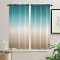 thumbnail image 1 of Kitchen Curtains 63 Inch Length, Teal Beige Ombre Cream Farmhouse Curtains Drapes, Modern Turquoise Abstract Art Aesthetics Rod Pocket Window Curtains for Living Room/Bedroom 42x63, 2 Panels, 1 of 5