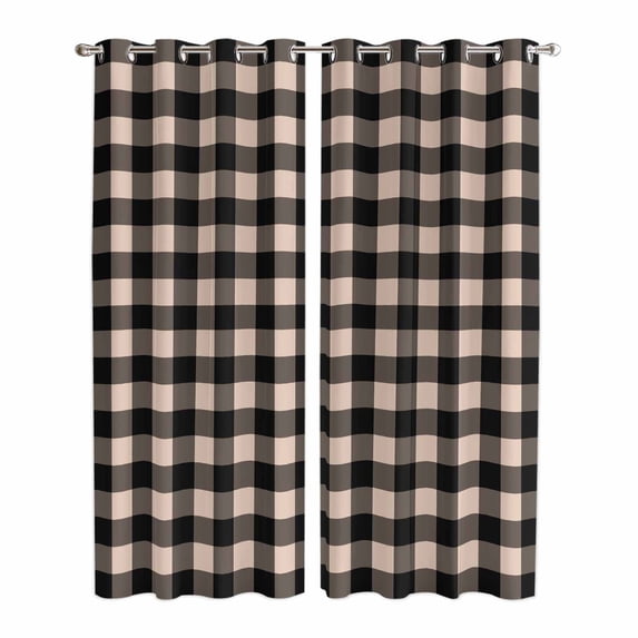 Kitchen Curtains 84 Inch Length 2 Panels, Black Plaid Grommets Window Treatment Curtain, Vintage Country Gray Buffalo Check Gingham Thermal Curtains Drapes for Living Room/Bathroom