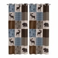 thumbnail image 1 of Kitchen Curtains 84 Inch Length 2 Panels, Blue Checkered Cabin Grommets Window Treatment Curtain, Farmhouse Forest Brown Buffalo Plaid Thermal Curtains Drapes for Living Room/Bathroom, 1 of 9
