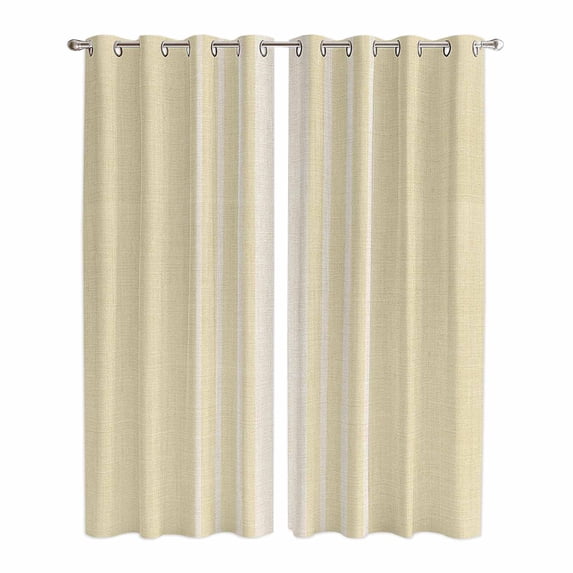 Kitchen Curtains 84 Inch Length 2 Panels, Cream Beige Striped Grommets Window Treatment Curtain, Modern Farmhouse Retro Lines Thermal Curtains Drapes for Living Room/Bathroom