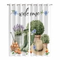 thumbnail image 1 of Kitchen Curtains 84 Inch Length 2 Panels, Flowers Butterfly Grommets Window Treatment Curtain, Green Botanical Potted Plant Lavender Thermal Curtains Drapes for Living Room/Bathroom, 1 of 9