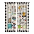 thumbnail image 1 of Kitchen Curtains 84 Inch Length 2 Panels, Kitchenware Gnomes Grommets Window Treatment Curtain, Kitchen Cooking Tool Retro Plaid Thermal Curtains Drapes for Living Room/Bathroom, 1 of 9