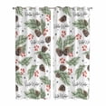 thumbnail image 1 of Kitchen Curtains 84 Inch Length 2 Panels, Pine Cones Grommets Window Treatment Curtain, Winter Branches Berry Snowflakes Plants Thermal Curtains Drapes for Living Room/Bathroom, 1 of 9