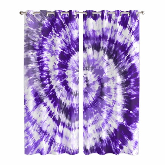 Kitchen Curtains 84 Inch Length 2 Panels, Purple Ombre Grommets Window Treatment Curtain, Modern Abstract Tie Dye Painting Art Thermal Curtains Drapes for Living Room/Bathroom