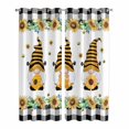 thumbnail image 1 of Kitchen Curtains 84 Inch Length 2 Panels, Spring Bee Gnomes Grommets Window Treatment Curtain, Sunflowers Black Checkered Thermal Curtains Drapes for Living Room/Bathroom, 1 of 9