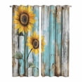 thumbnail image 1 of Kitchen Curtains 84 Inch Length 2 Panels, Summer Sunflower Grommets Window Treatment Curtain, Blue Wood Grain Farmhouse Country Thermal Curtains Drapes for Living Room/Bathroom, 1 of 9