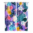 thumbnail image 1 of Kitchen Curtains 84 Inch Length 2 Panels, Tropical Leaf Grommets Window Treatment Curtain, Purple Palm Plant Summer Flower Pastoral Thermal Curtains Drapes for Living Room/Bathroom, 1 of 9