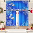thumbnail image 1 of Kitchen Curtains Blue Gradient Christmas Ball Valances and Window Curtains 3 Pcs Set Silver Snowy Snowflakes Xmas Short Tier Curtain for Room Treatment Small Kitchen Window Decor, 1 of 7