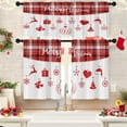 thumbnail image 1 of Kitchen Curtains Christmas Tree Balls Snowflakes Angel Elk Valances and Window Curtains 3 Pcs Set Plaid Santa Hat Reindeer Fairy Lights Short Tier Curtain for Room Small Kitchen Window Decor, 1 of 7