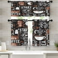 thumbnail image 1 of Kitchen Curtains Coffee Window Curtains and Valances Set 36 Inch, Brown Black Cute Short Tier Curtain for Kitchen, White Cartoon Cute Doodle Small Kitchen Decor, 1 of 6