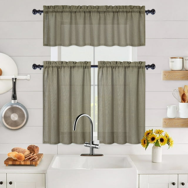 Kitchen Curtains Farmhouse Cafe Curtains for Small Windows 36 Inch