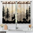 thumbnail image 1 of Kitchen Curtains Forest Sunset - Country Rustic Farmhouse Short Cafe Curtains Decor for Bathroom Tier Curtains Over Sink Retro Tree Bear Deer Rod Pocket Window Drapes 24 Inch Length 2 Panels, 1 of 5