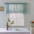 thumbnail image 1 of Kitchen Curtains, Leaves Embroidery Small Sheer Tier Curtains, Elegant Floral Embroidered Café Curtain Set Rod Pocket Bathroom Window Curtain, 51" x 16", Blue, 1 of 7