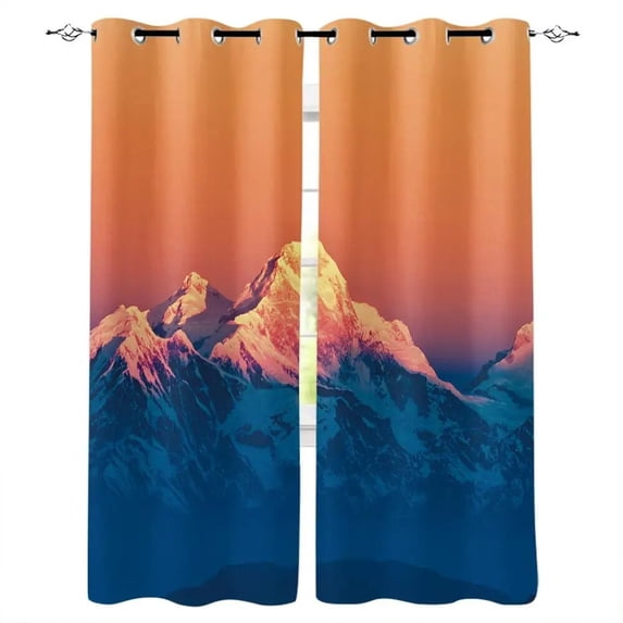 Kitchen Curtains Mountain Peach Blossom Sun Luxury Curtains Home Living Room Bedroom Item Window Curtain for Living Room