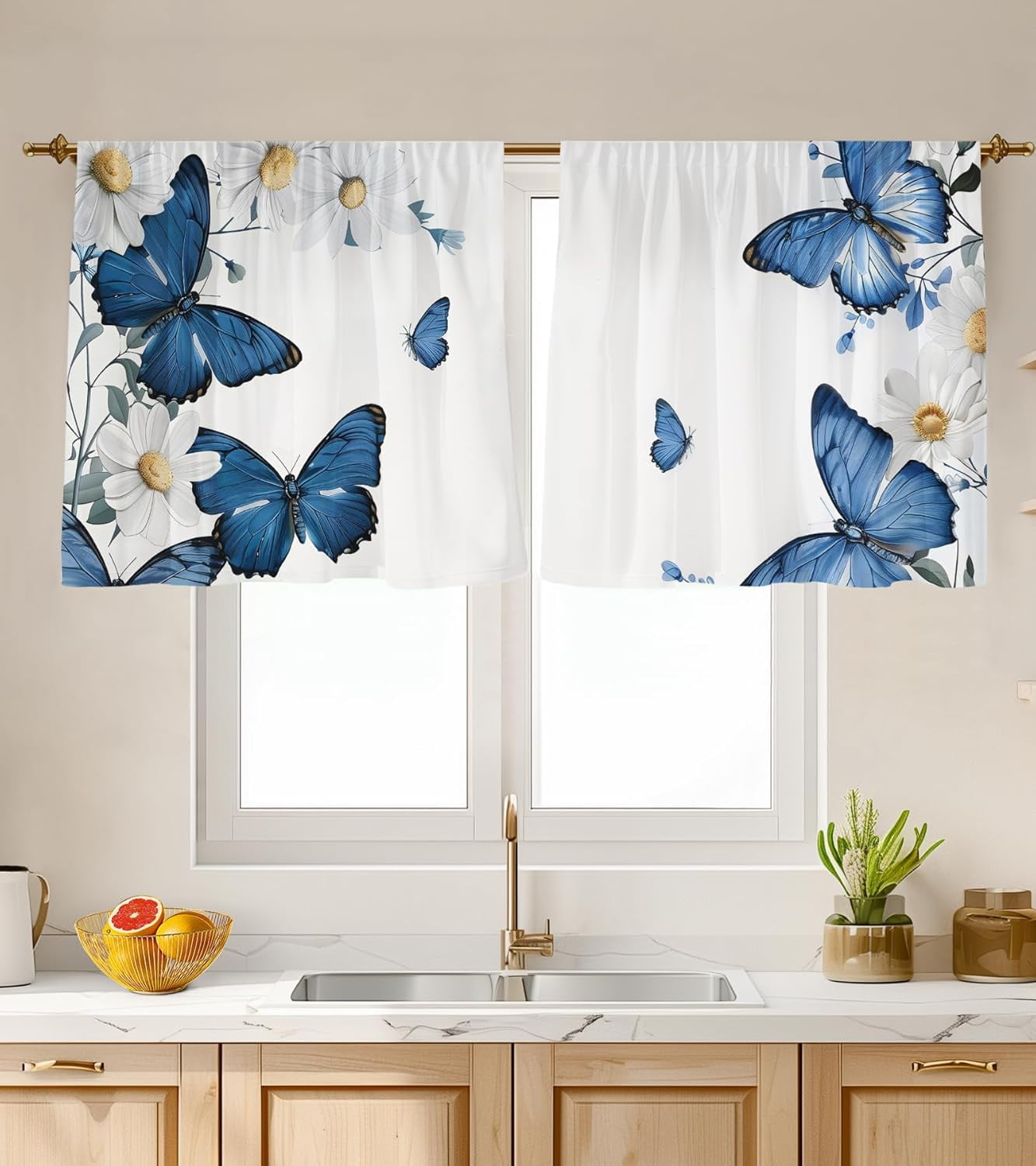 Kitchen Curtains Over Sink for Bathroom Window Cafe Basement Cortinas