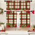 thumbnail image 1 of Kitchen Curtains Plaid Christmas Holly Berries Fir Tree Branches Valances and Window Curtains 3 Pcs Set Xmas Poinsettia Flower Mesh Short Tier Curtain for Room Small Kitchen Window Decor, 1 of 7